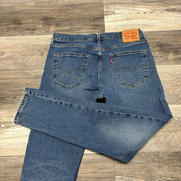 Levis 512 Dark Wash Faded Blue Mens 34x31 Slim Taper Fit Denim Jeans Red Tab EUC - Picture 1 of 13